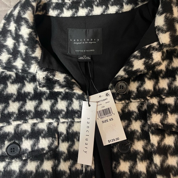 NWT Sanctuary Black/White Houndstooth Shacket Size XS - Picture 8 of 10